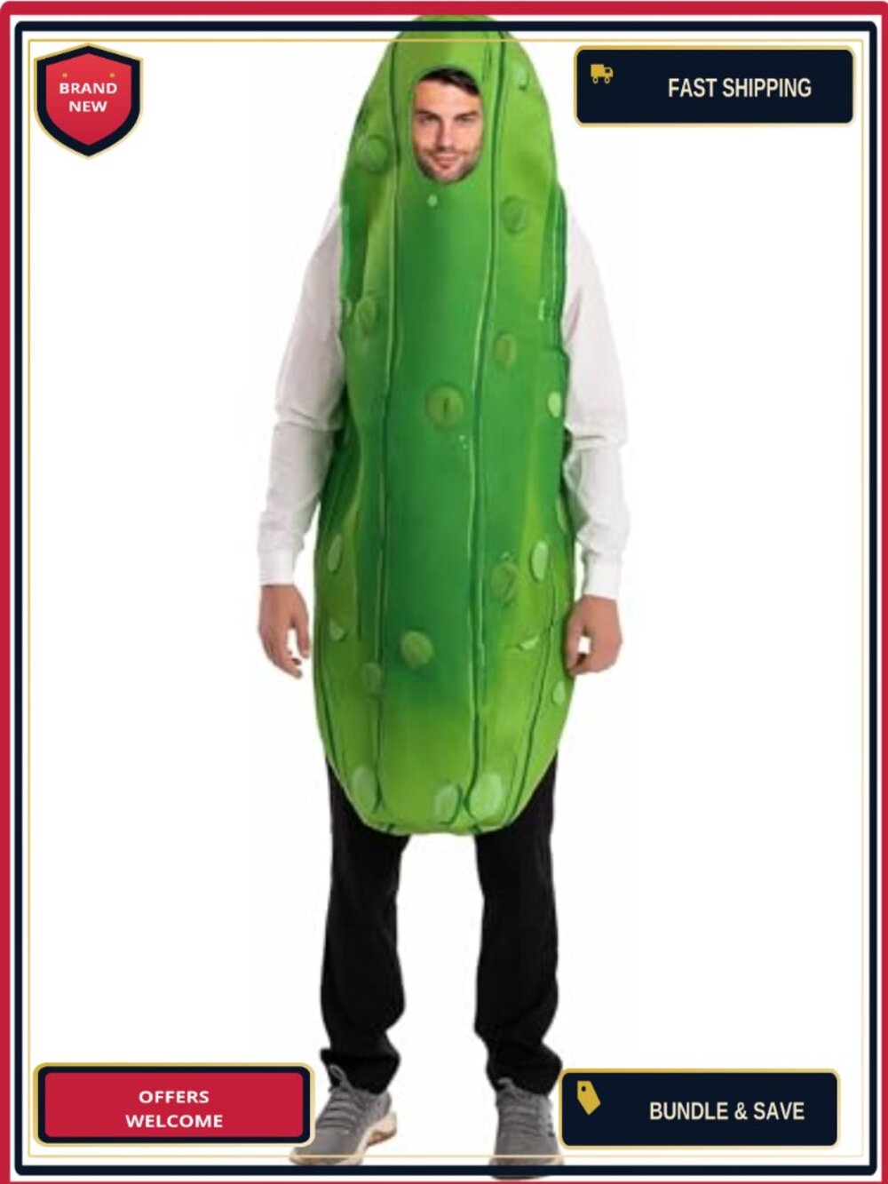 Adult Pickle Costume Jumpsuit 100% Polyester Funny Food Cosplay Halloween